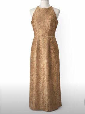 Gold Lace Gown Metallic Blush Pink Size 14 Wedding Dress Elegant Classic Luxury